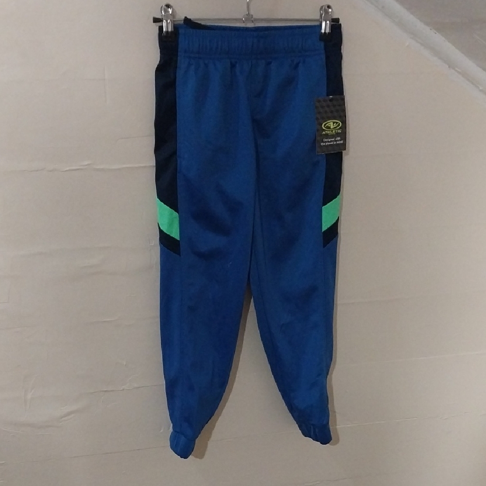 Athletic Works Kids Blue Joggers with Green Stripes